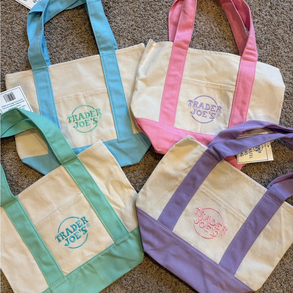 Pink and Purple Canvas Tote Bags with Circular Design